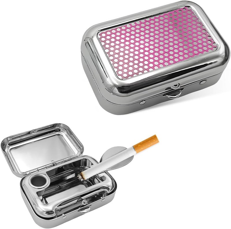 SHMZK Mini Portable Ashtrays, Metal Pocket Dustproof Car Ash Tray with Lid, Compact Square Windproof Car Cigar Ashtrays, Decorative Cigarette Snuffers Ashtray for Car Home Office (Purple) - Image 1